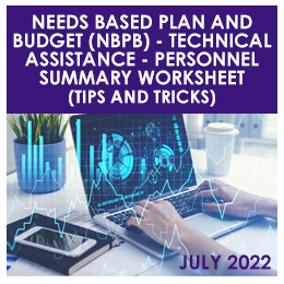 Needs Based Plan and Budget (NBPB) - Technical Assistance - Personnel Summary Worksheet (Tips and Tricks)