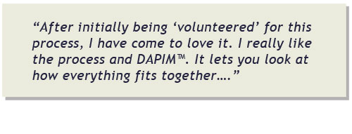 After initially being 'volunteered' for this process, I have come to love it.  I really like the process DAPIM. It lets you look at how everything fits together.